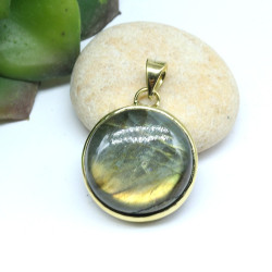 Pendentif pierre ronde en...