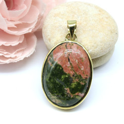 Pendentif pierre unakite en...
