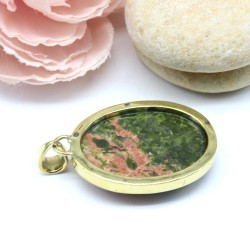 Pendentif pierre unakite en...
