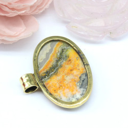 Pendentif pierre jaspe bourbon