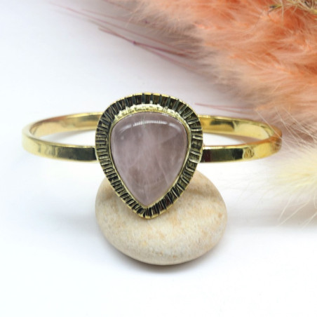 Jonc doré avec pierre quartz rose