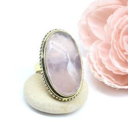 Grosse bague quartz rose en...