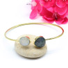 Jonc en laiton pierre de lune et labradorite