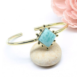 Jonc laiton doré et amazonite
