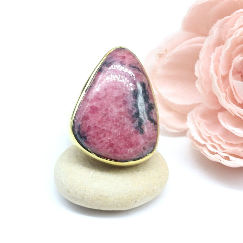 Grosse bague pierre rhodonite taille réglable Grosse bague pierre rhodonite taille réglable