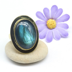 Bague labradorite ovale...