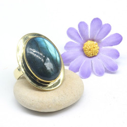 Bague labradorite ovale...