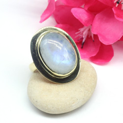 Bague pierre de lune ovale...