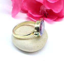 Bague dorée rubis indien et...