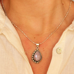 Pendentif opale rose en argent