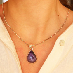 Pendentif charoite en argent