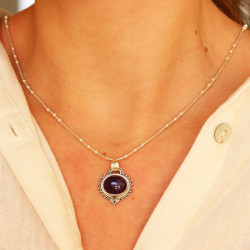 Pendentif argent et améthyste