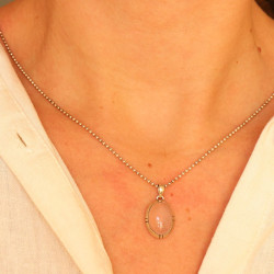 Pendentif quartz rose en...