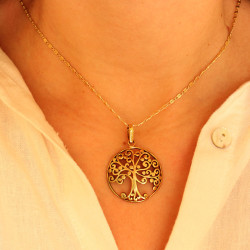 Pendentif doré arbre de vie