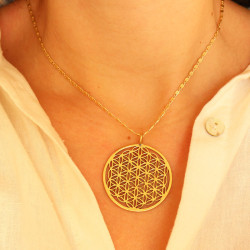 Pendentif fleur de vie doré