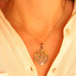Pendentif laiton doré rond