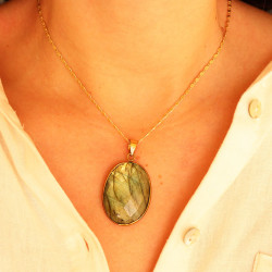 Pendentif labradorite en...