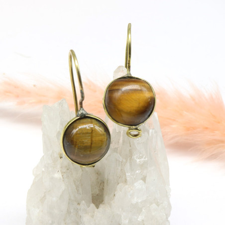 Petites boucles d'oreilles rondes et oeil de tigre