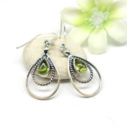 Boucles d'oreille argent et pierre péridot