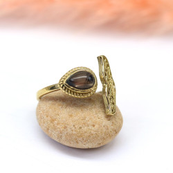 Bague dorée réglable et...