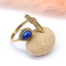 Bague dorée réglable et...