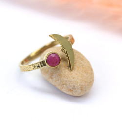 Bague dorée réglable demi...