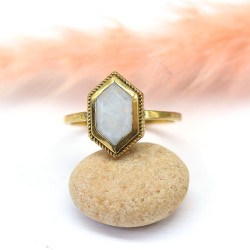 Bague dorée plate et pierre...