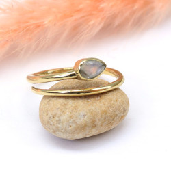 Bague dorée réglable et...
