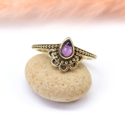 Bague lotus en laiton et...