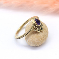 Bague lotus en laiton et...