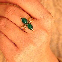Bague laiton pierres agates...