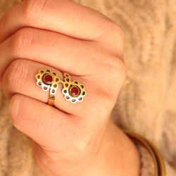 Bague laiton pierres oranges