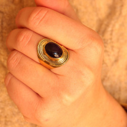 Bague bohème dorée pierre...