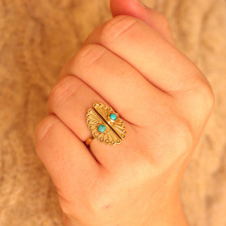 Bague ethnique doré et...