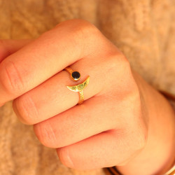 Bague dorée réglable pierre...