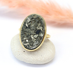 Bague dorée réglable pyrite...