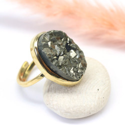Bague dorée réglable pyrite...