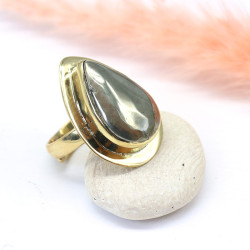 Bague réglable dorée pierre...