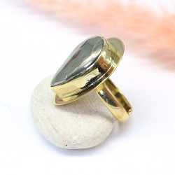 Bague réglable dorée pierre...
