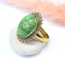 Bague dorée réglable pierre...