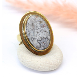 Bague dorée réglable et...