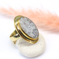 Bague dorée réglable et...