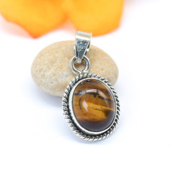 Pendentif argent ovale et...