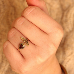 Bague laiton doré fine et...