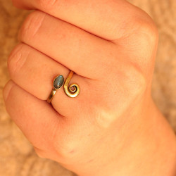 Bague fine pierre labradorite