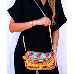 Sac bohème coloré jaune et brodé