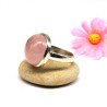 Bague épaisse argent et pierre quartz rose