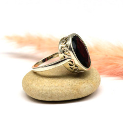 Bague grenat facetté en argent