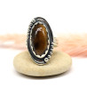 Bague argent pierre marron