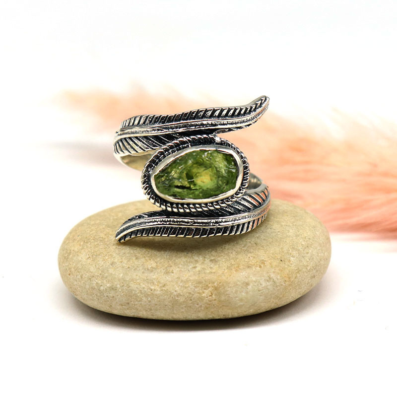 Bague argent ethnique et péridot